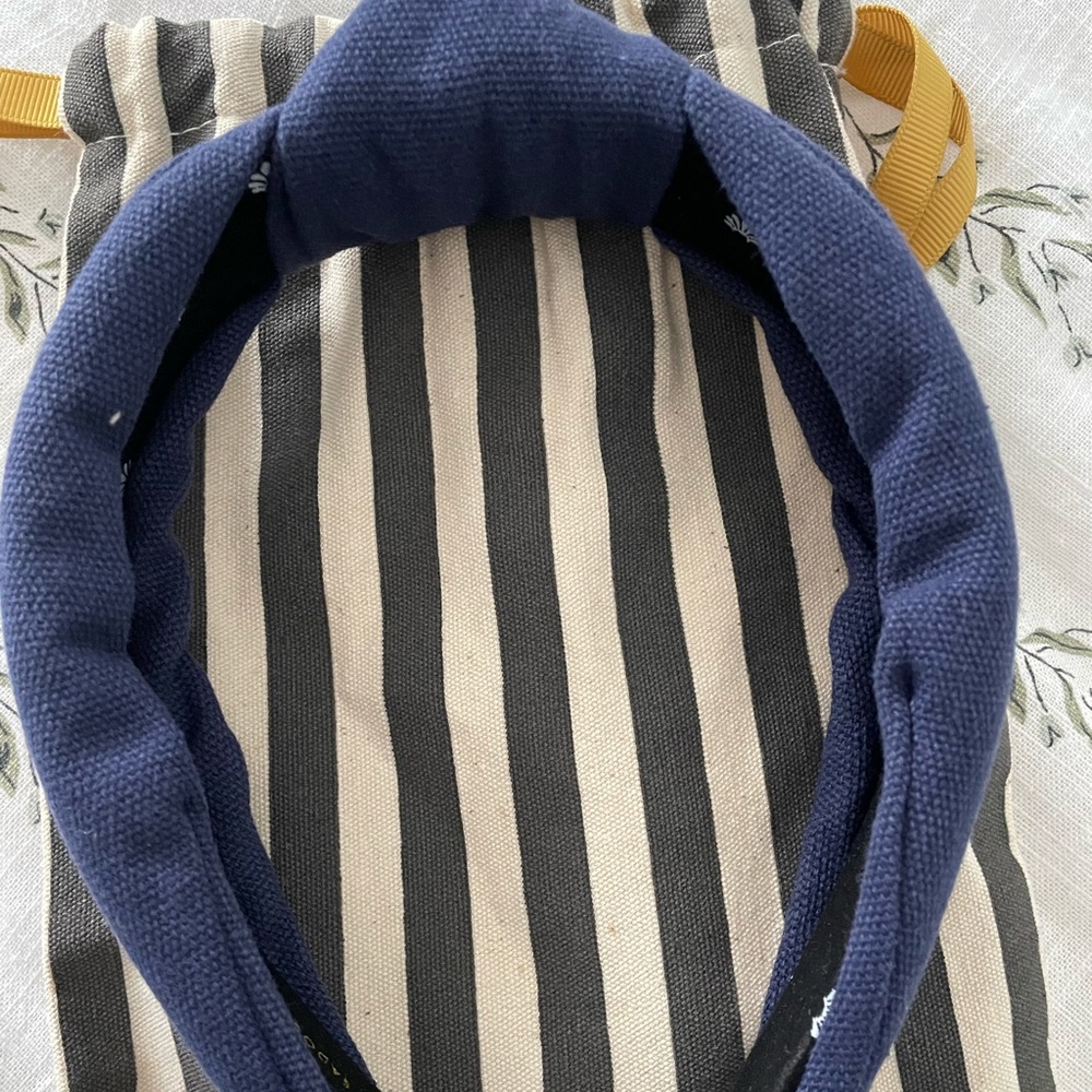 Lele Sadoughi Navy Woven Knotted Headband